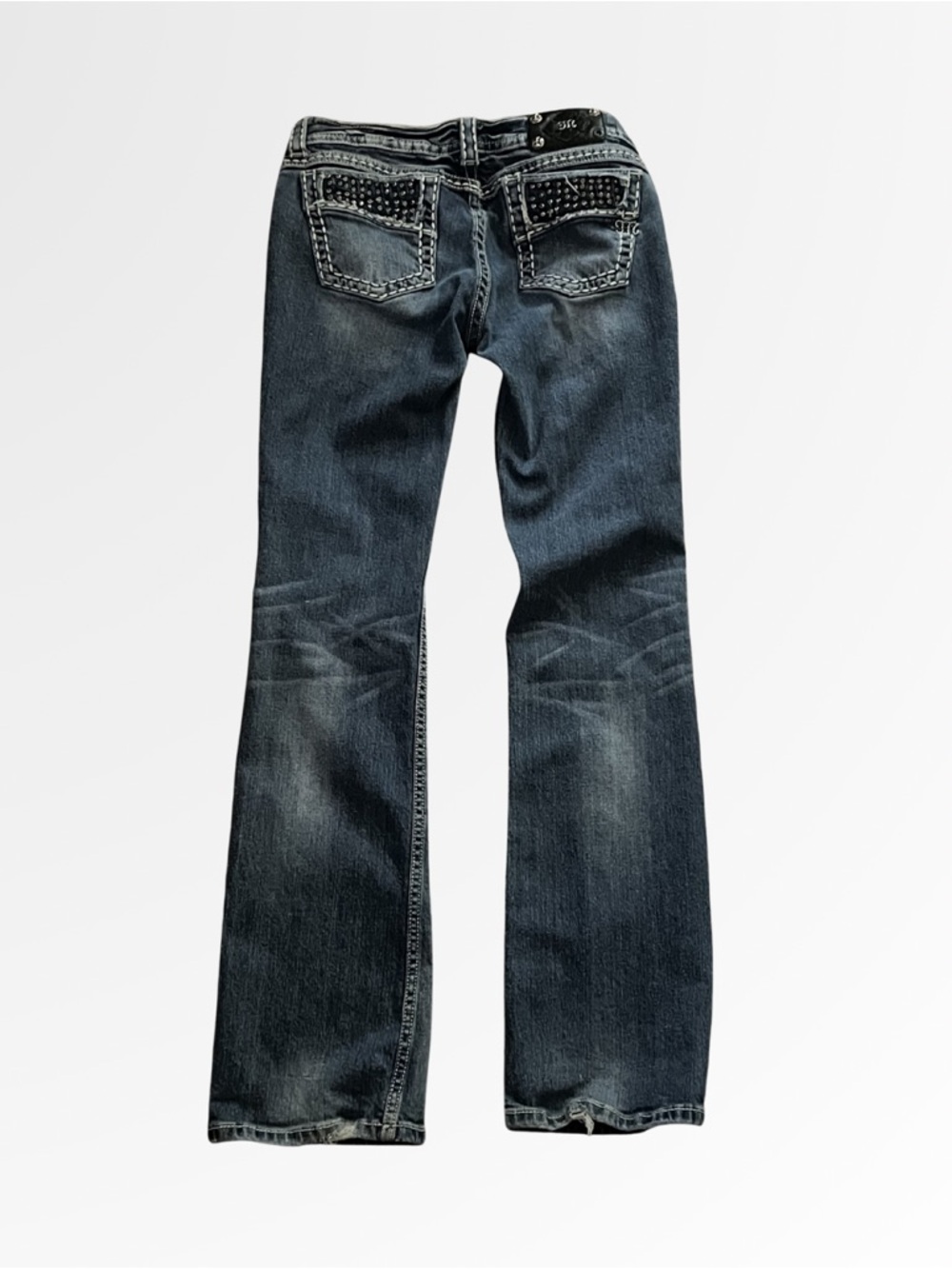 Miss Me Bootcut Jeans Studded Back Pockets Y2K Dark Wash Denim - Size 30
